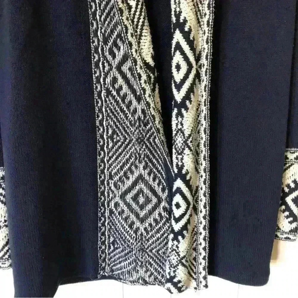 Lauren Ralph Lauren Open Front Navy Aztec Cotton Blend Cardigan Size PXS - Picture 5 of 10